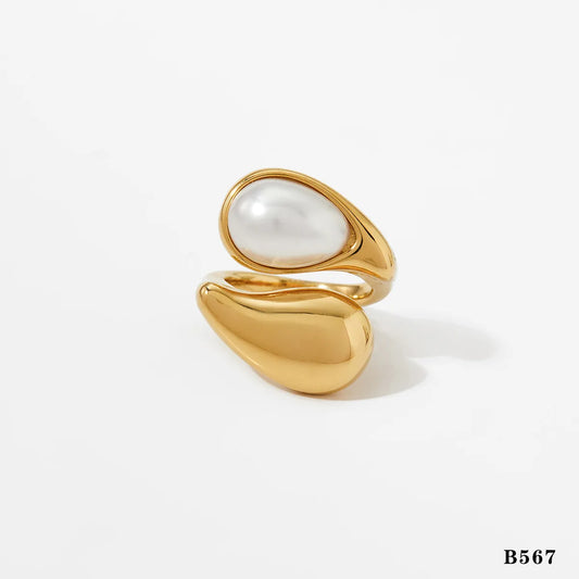 Anillo de perla de oro B567