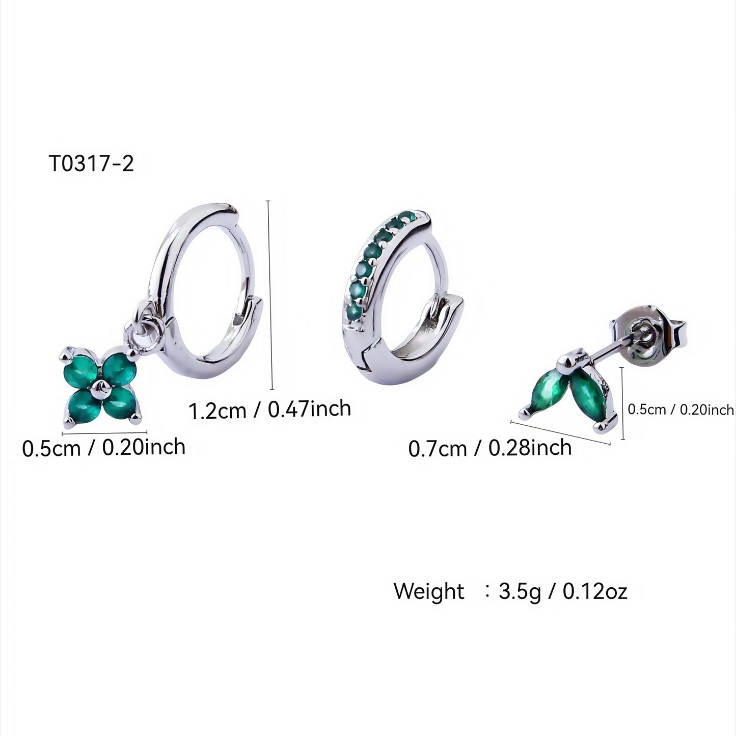 Pendiente trébol de cuatro hojas verde acero